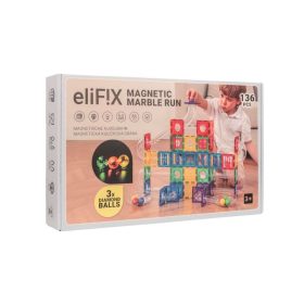   EliFix mágneses építőjáték - golyópálya 136 db + világító golyók