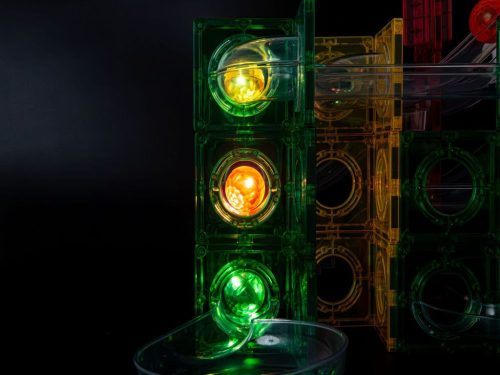 EliFix mágneses építőjáték - golyópálya 136 db + világító golyók